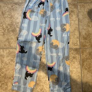Kids. Pajama Bottoms with Rainbow and Cat Design